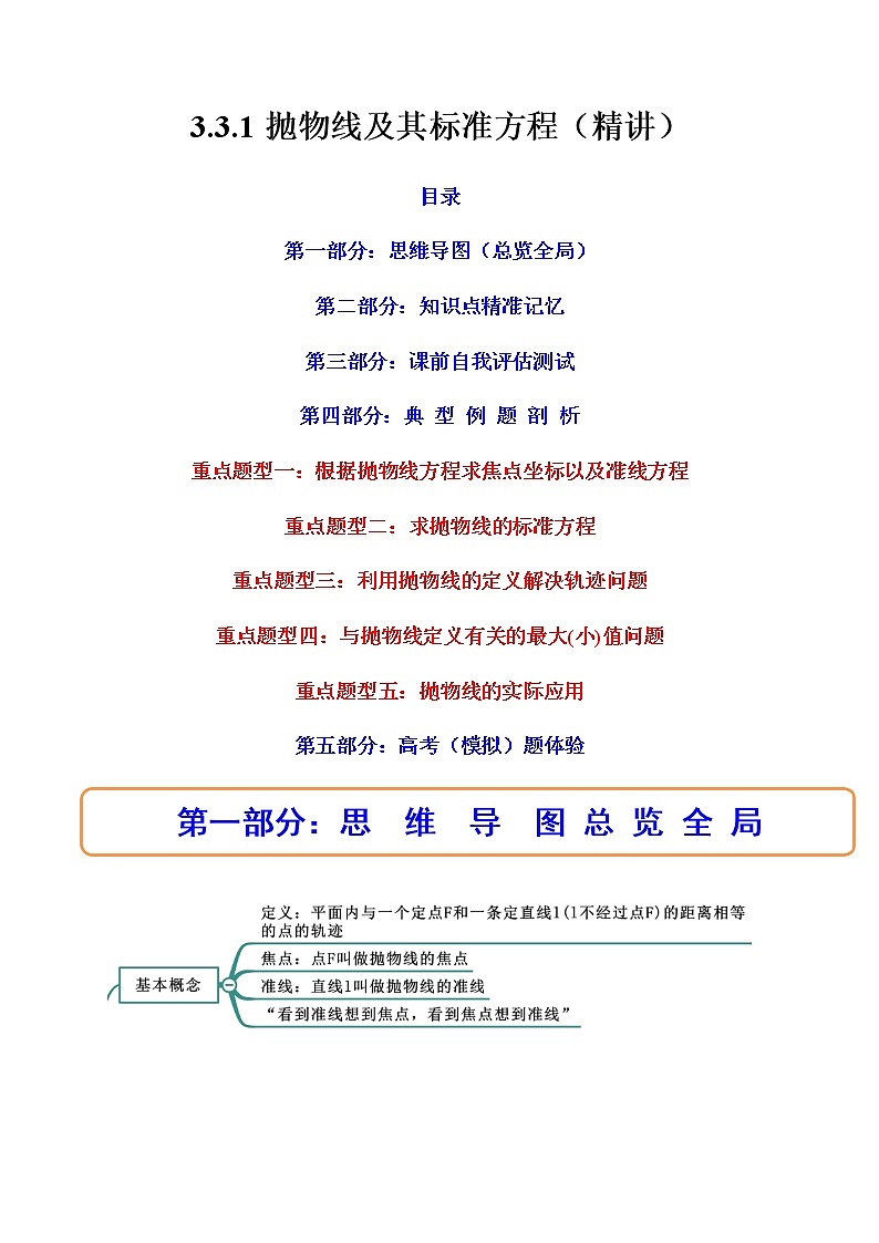 3.3.1抛物线及其标准方程（精讲）（解析版）第1页