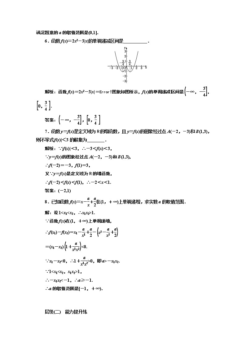 课时跟踪检测（十六） 函数的单调性第2页