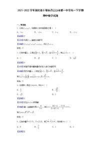 2021-2022学年湖北省十堰市丹江口市第一中学高一下学期期中数学试题（解析版）