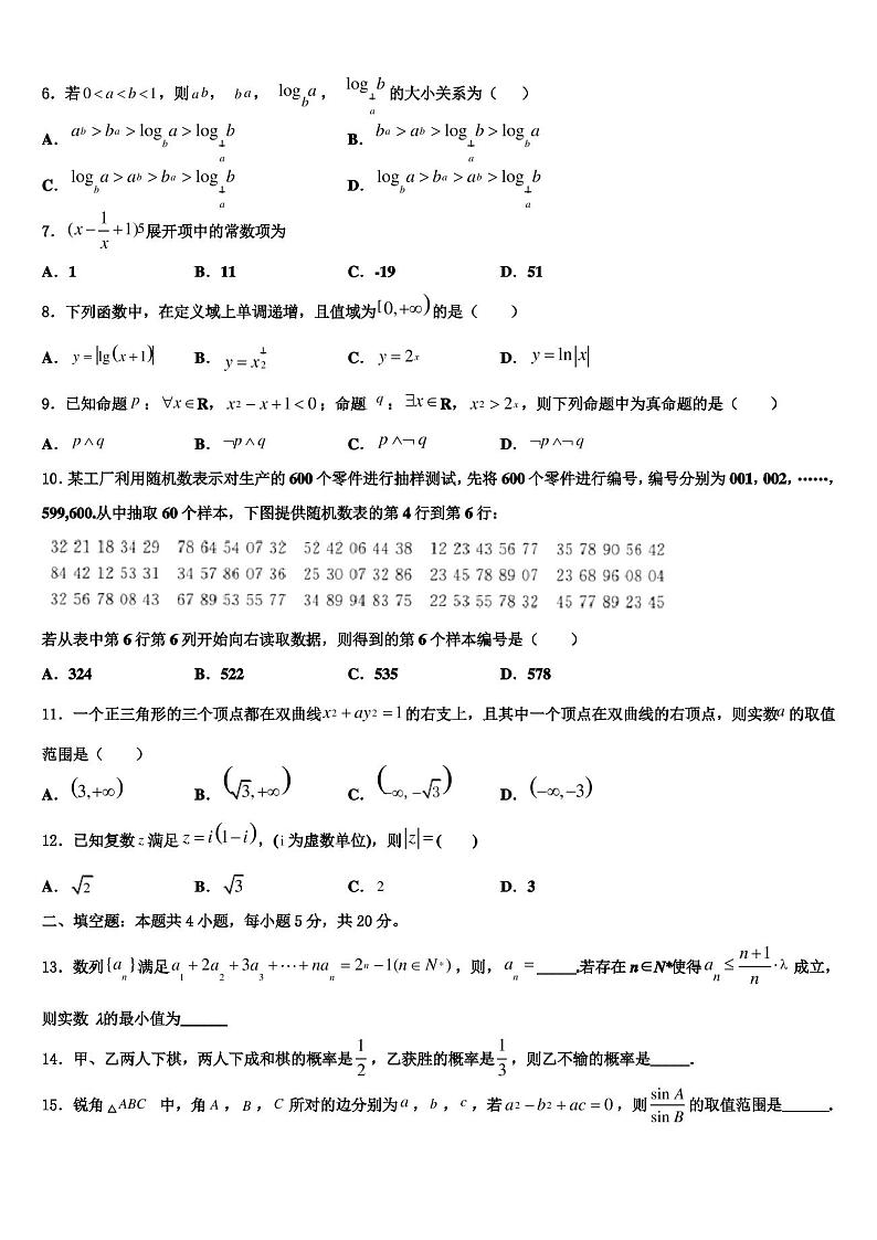 山西省运城市康杰中学2022-2023学年高三上学期期末学业质量监测数学试题02