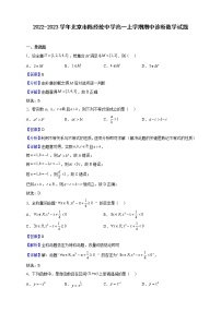 2022-2023学年北京市陈经纶中学高一上学期期中诊断数学试题（解析版）