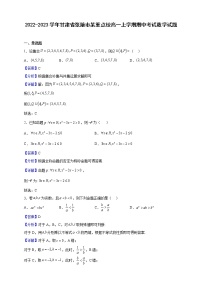 2022-2023学年甘肃省张掖市某重点校高一上学期期中考试数学试题（解析版）