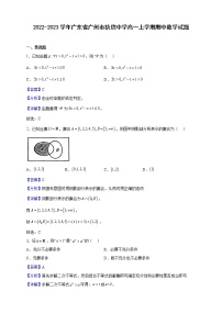 2022-2023学年广东省广州市执信中学高一上学期期中数学试题（解析版）