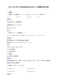 2022-2023学年广东省深圳市南头中学高一上学期期中数学试题（解析版）