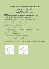 2022-2023学年广东省深圳中学高一上学期期中数学试题