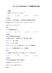 2022-2023学年河北省高一上学期期中数学试题（解析版）