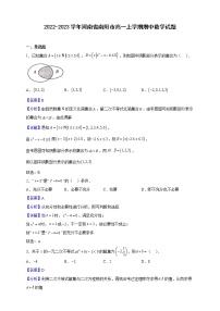 2022-2023学年河南省南阳市高一上学期期中数学试题（解析版）