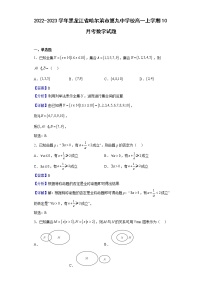 2022-2023学年黑龙江省哈尔滨市第九中学校高一上学期10月考数学试题（解析版）