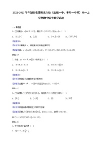 2022-2023学年湖北省鄂西北六校（宜城一中、枣阳一中等）高一上学期期中联考数学试题（解析版）