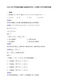 2022-2023学年湖北省荆门市龙泉中学高一上学期10月月考数学试题（解析版）