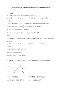 2022-2023学年上海市大同中学高一上学期期中数学试题（解析版）