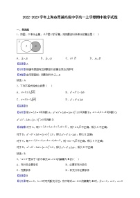 2022-2023学年上海市青浦高级中学高一上学期期中数学试题（解析版）
