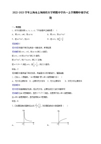 2022-2023学年上海市上海财经大学附属中学高一上学期期中数学试题（解析版）