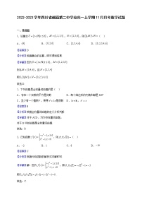 2022-2023学年四川省峨眉第二中学校高一上学期11月月考数学试题（解析版）