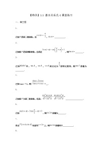 北师大版 (2019)必修 第二册1.1 基本关系式测试题