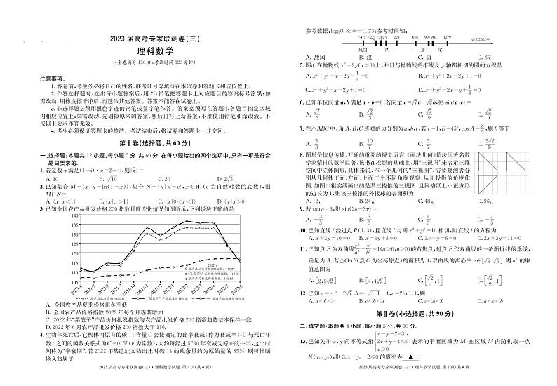 2023届四川省高三上学期高考专家联测卷（三）数学（理）试卷 PDF版第1页