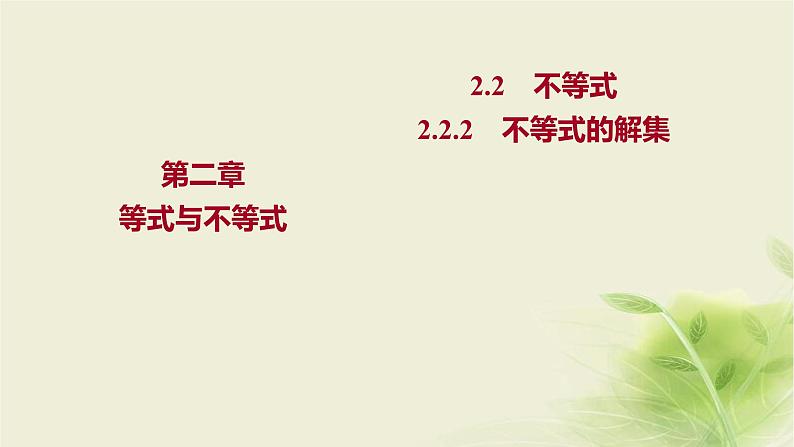 人教B版高中数学必修第一册2-2-2不等式的解集课件第1页