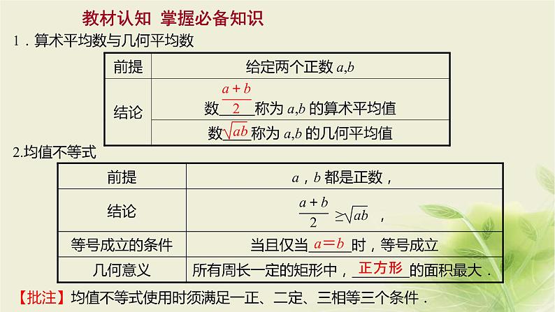 人教B版高中数学必修第一册2-2-4均值不等式及其应用第1课时均值不等式课件第3页