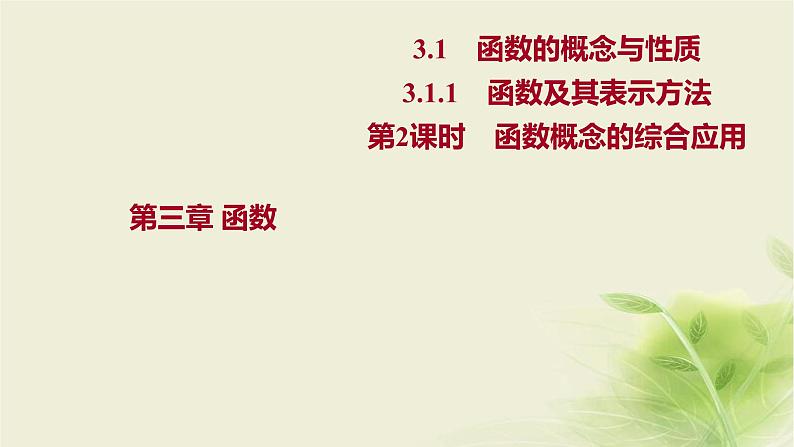 人教B版高中数学必修第一册3-1-1函数及其表示方法第2课时函数概念的综合应用课件01