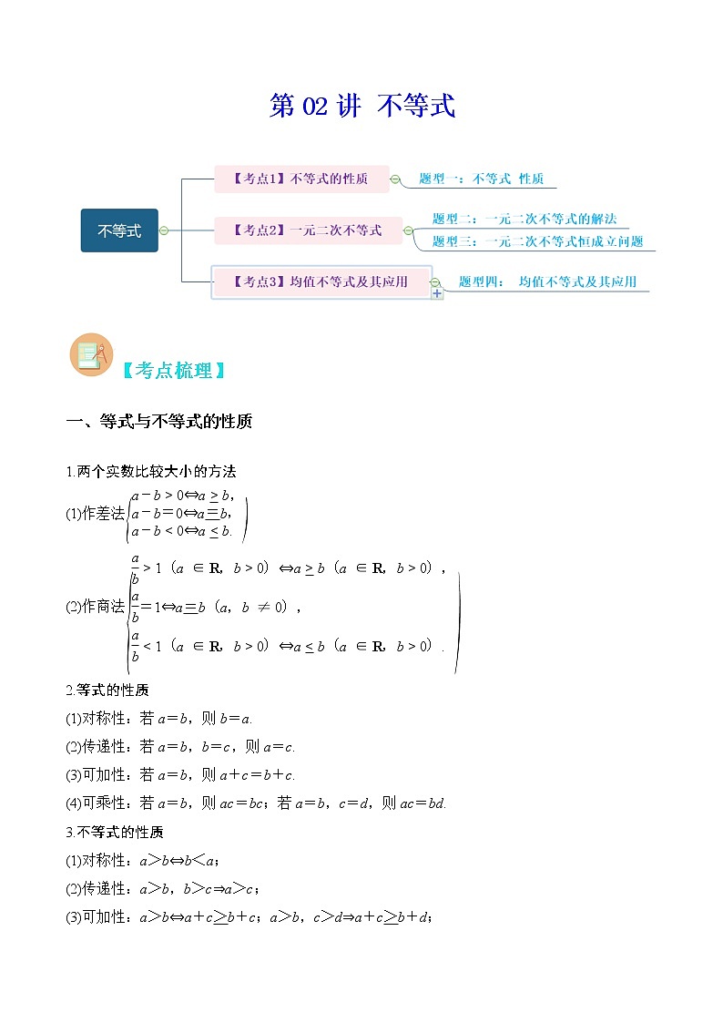 第02讲 不等式-高考数学二轮复习讲义+分层训练（上海高考专用）01