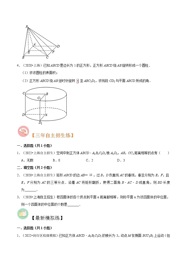 专题11 空间向量与立体几何必考题型（真题、自招、模拟）分类训练-高考数学二轮复习讲义+分层训练（上海高考专用）02