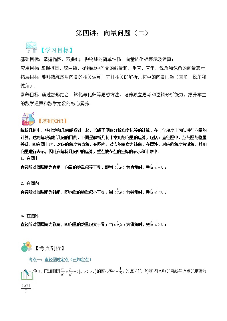 圆锥曲线专题复习第六讲：向量问题三（解析版）第1页