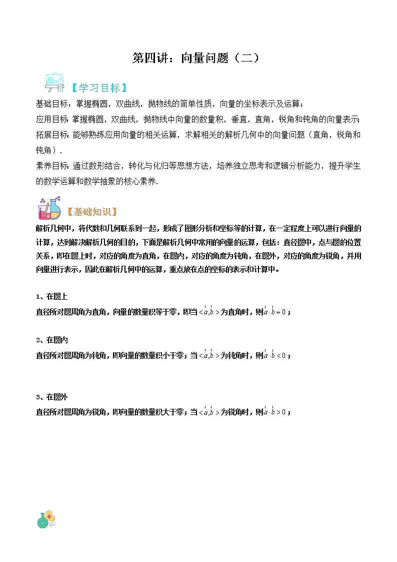 圆锥曲线专题复习第六讲：向量问题三（原卷版）第1页