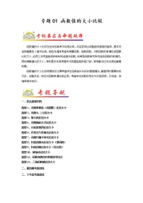 【高考二轮题型复习】2023年高考数学题型精讲精练学案（全国通用）——专题01 函数值的大小比较（原卷版+解析版）