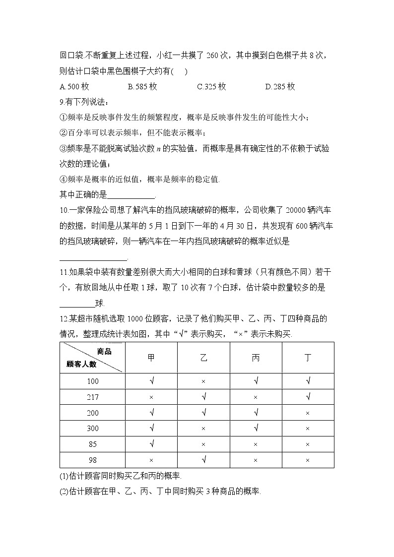 10.3 频率与概率——2022-2023学年高一数学人教A版（2019）必修第二册课时同步练习第3页