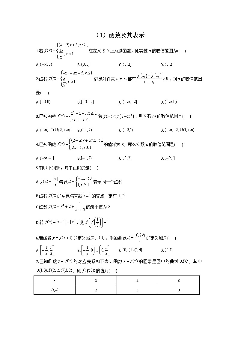 2023届高考数学二轮复习函数及其表示作业含答案第1页