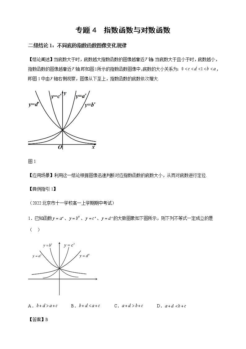 2023届高考数学二轮复习专题4指数函数与对数函数二级结论讲练学案01