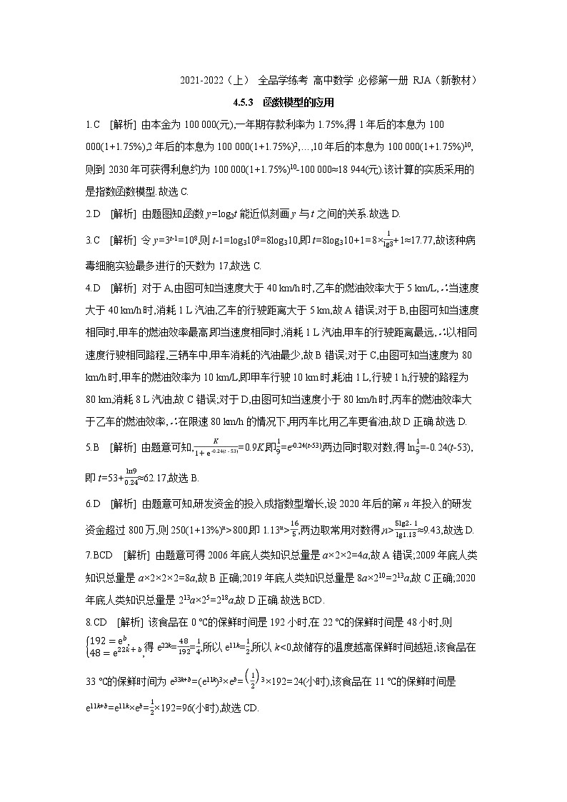 4.5.3　函数模型的应用 试卷01