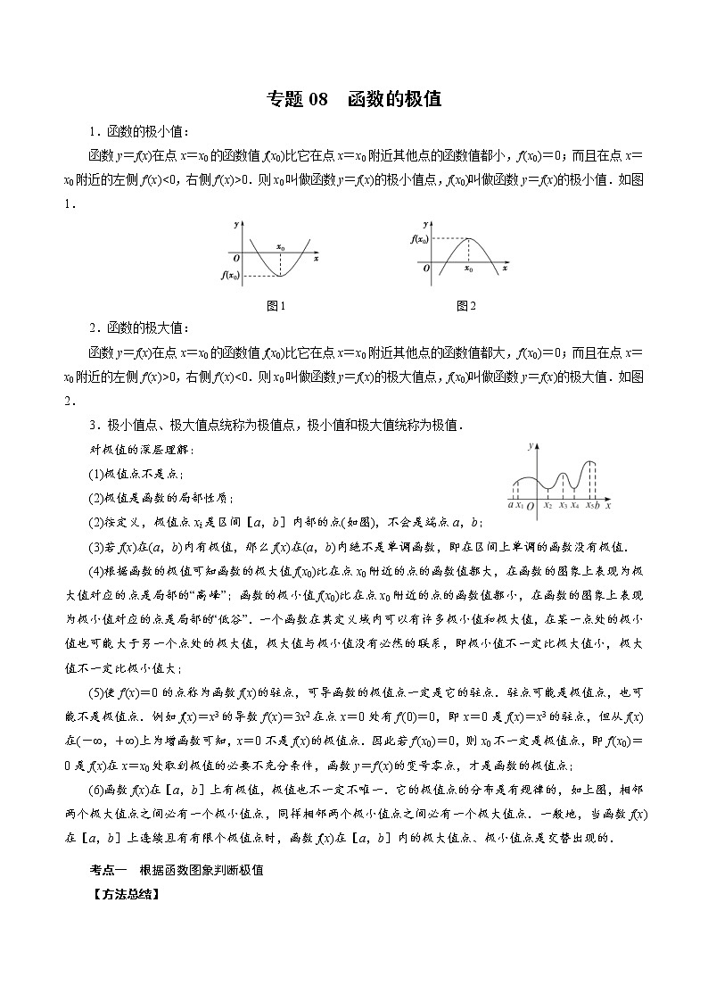 人教版高中数学选择性必修第二册《导数》基础通关专题08 函数的极值(原卷版) 第1页