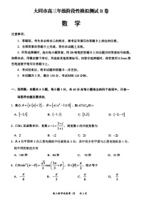 山西省大同市2022-2023学年高三下学2月月考（期阶段性模拟测试）数学试题（B卷）