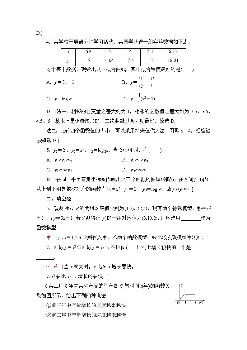 北师版高中数学必修第一册课后素养落实28指数函数、幂函数、对数函数增长的比较含答案 试卷02