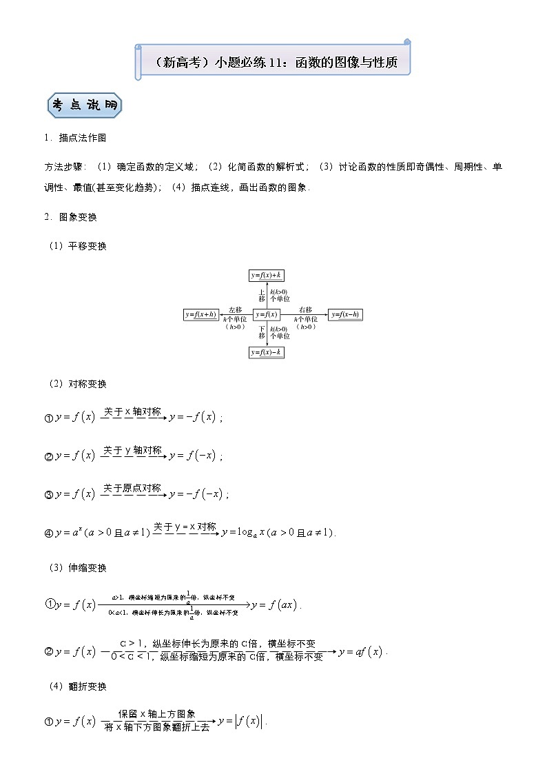 高中数学高考  2021届小题必练11 函数的图像与性质-教师版第1页
