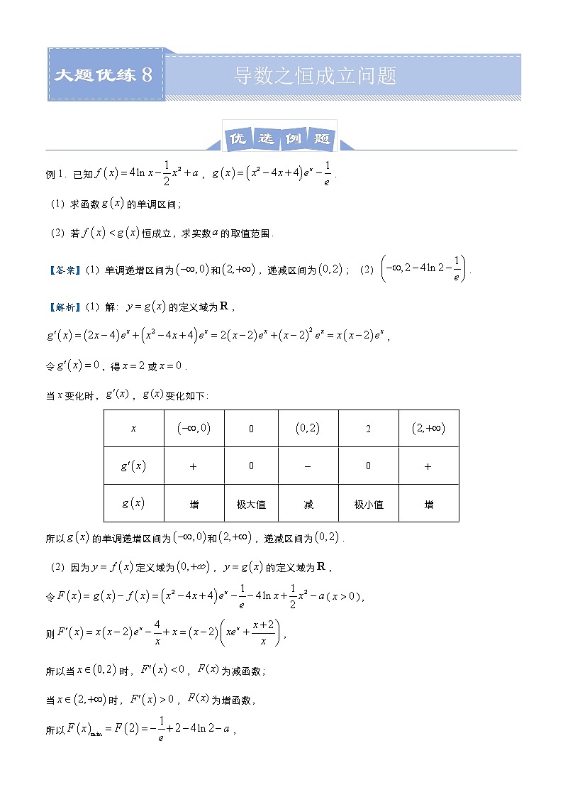 高中数学高考 2021届高三大题优练8 导数之恒成立问题（文） 学生版(1)第1页