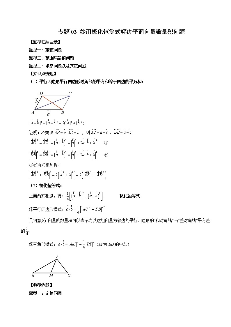 重难专题03 妙用极化恒等式解决平面向量数量积问题-高一数学新教材同步配套教学讲义（苏教版必修第二册）01