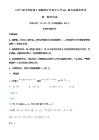 2022-2023学年湖北省武汉市重点中学4G+联合体高一上学期期末联考数学试题含解析