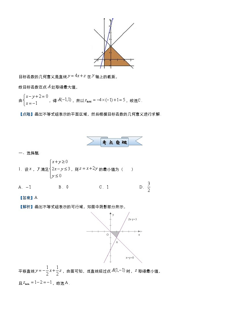 高中数学高考 2021届小题必练5 线性规划（文）-教师版(1)02