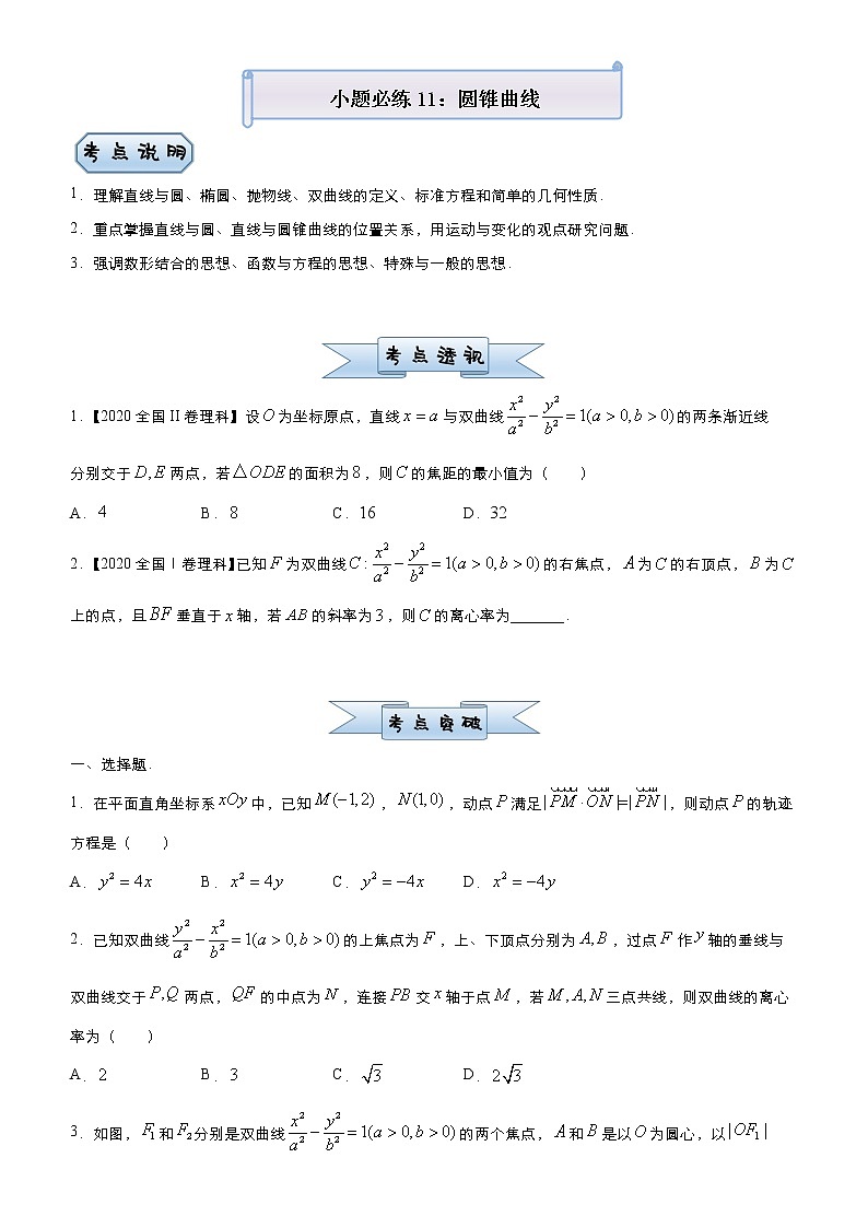高中数学高考 2021届小题必练11 圆锥曲线（理）-学生版(1)第1页
