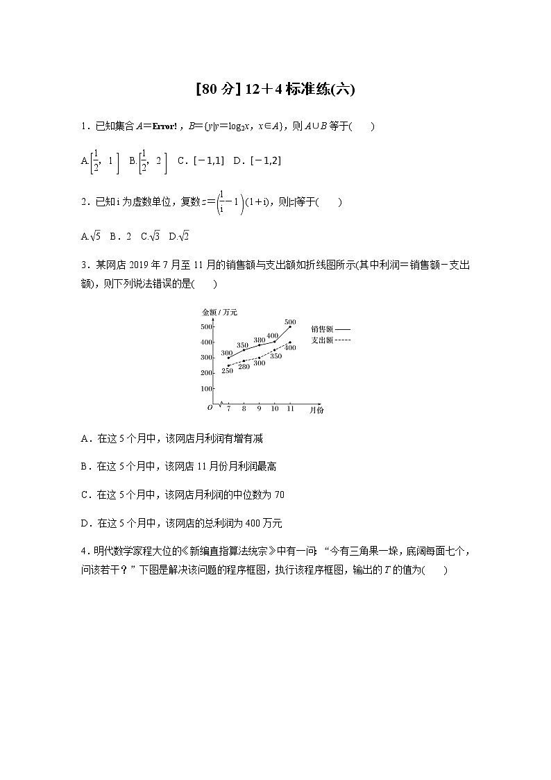 高中数学高考52第二部分 [80分] 12＋4标准练(六)第1页
