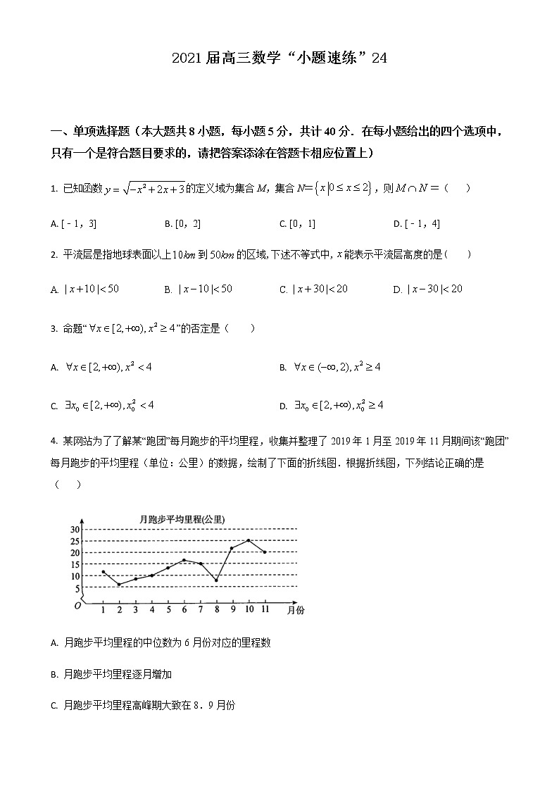 新高考数学三轮冲刺“小题速练”24（学生版）第1页