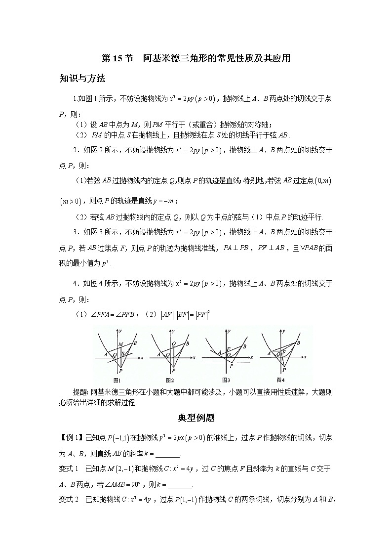 第15节  阿基米德三角形的常见性质及其应用-原卷版第1页