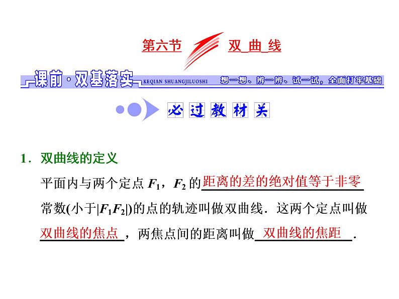 高中数学高考2018高考数学（文）大一轮复习课件 第八章 解析几何 第六节 双曲线01