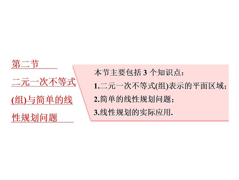 高中数学高考2018高考数学（理）大一轮复习课件：第七章 不等式 第二节 二元一次不等式（组）与简单的线性规划问题01