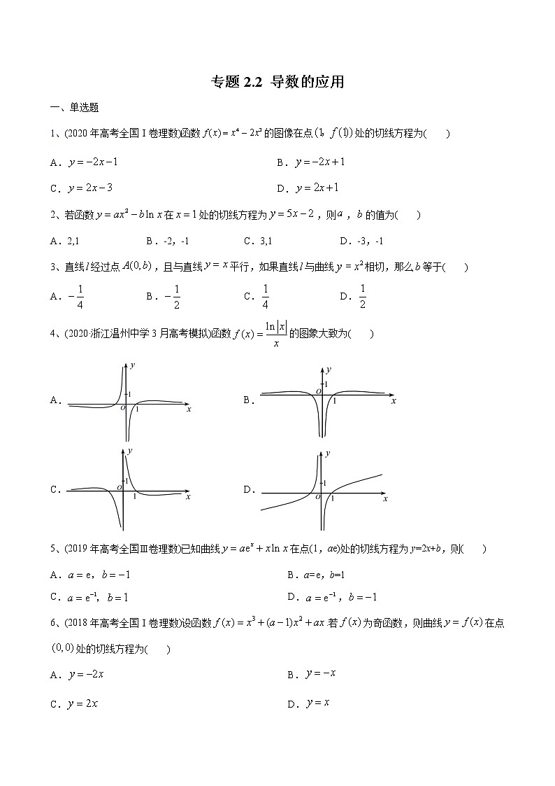 高中数学高考2021年高考数学精选考点专项突破题集 专题2 2 导数的应用（学生版）01
