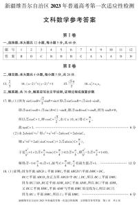 2023届新疆维吾尔自治区普通高考第一次适应性检测文数试题
