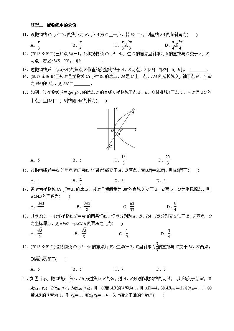 高考数学二轮复习专题19 解析几何中的抛物线问题(原卷版) 第3页