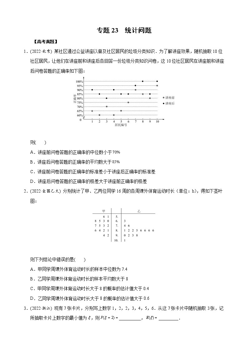 高考数学二轮复习专题23 统计问题(原卷版) 第1页